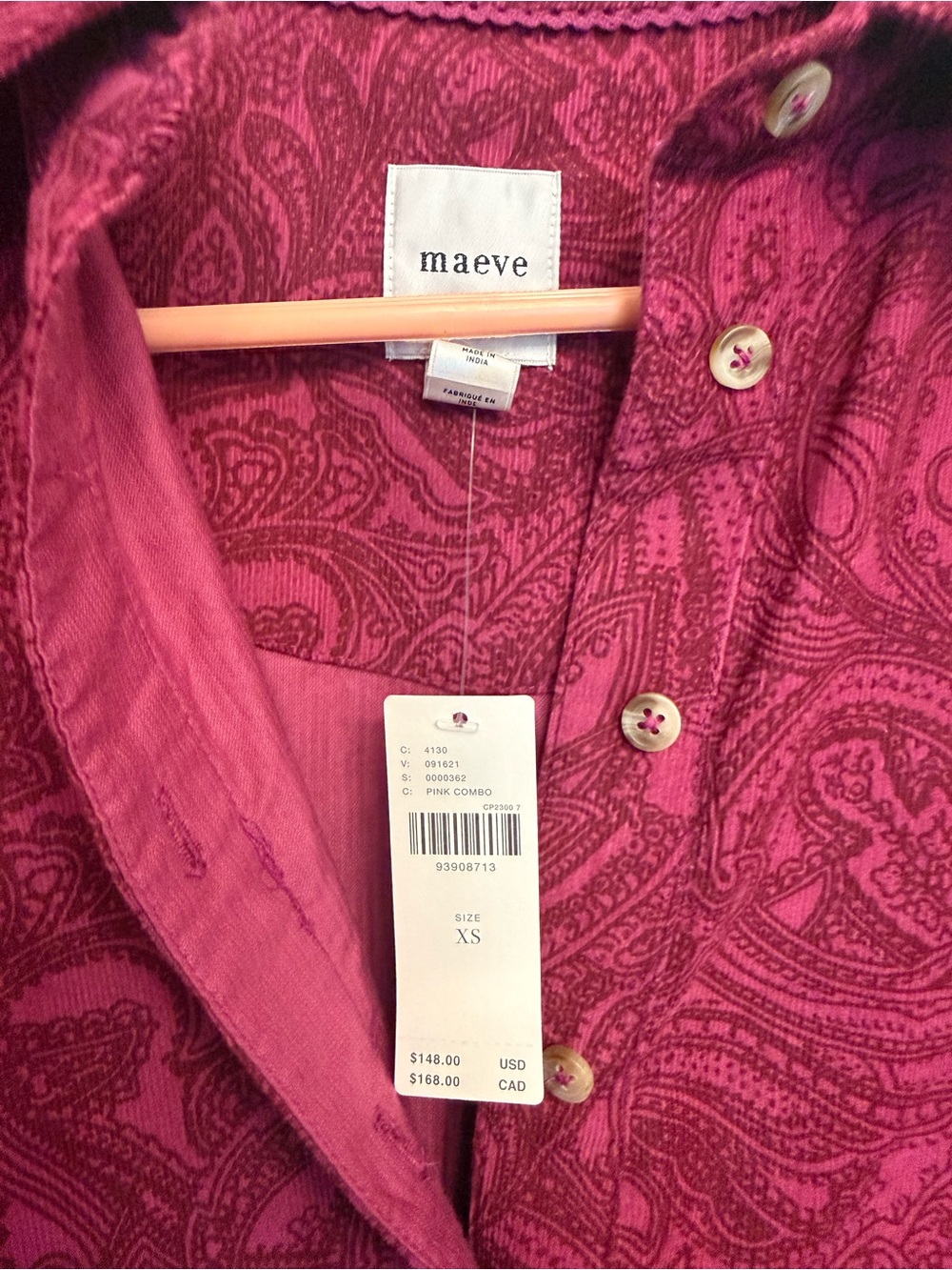 Maeve Pink Paisley Button-Front Dress - Picture 2 of 8